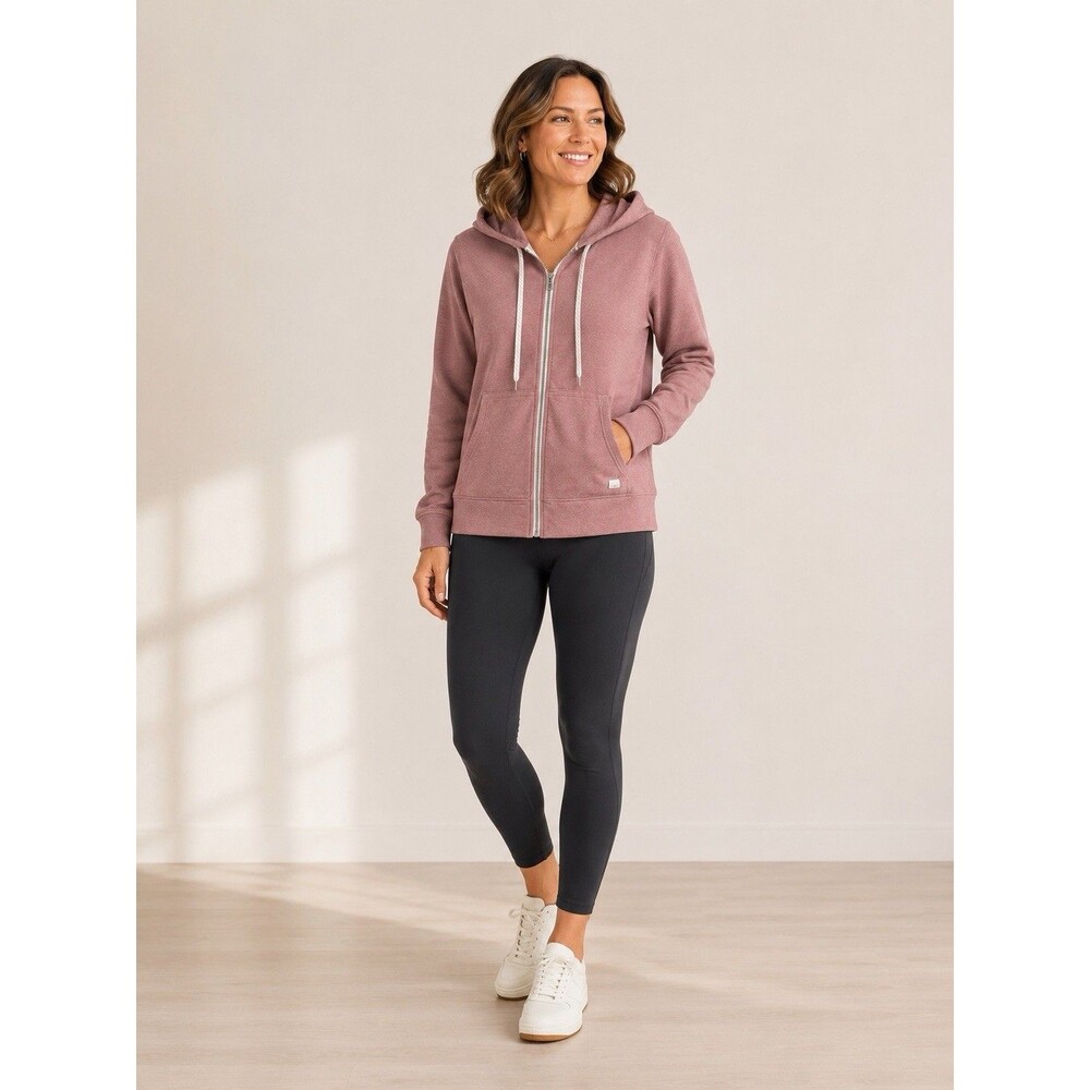Vuori Halo Performance Hoodie 2.0 Womens Small Mauve Pink Full Zip Stretch
